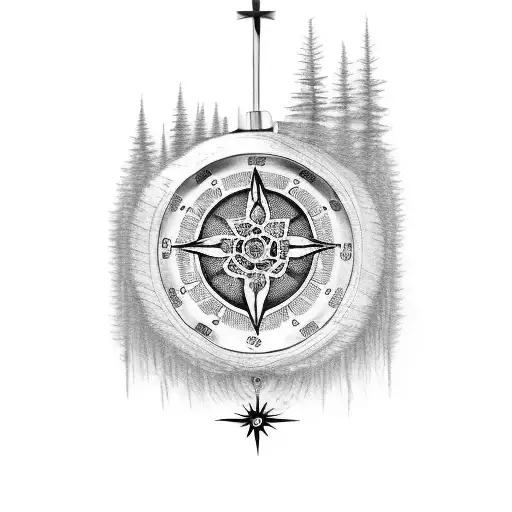 Tree Of Life With Watch And Compass