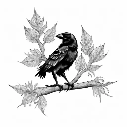 Crow Sitting On Tree