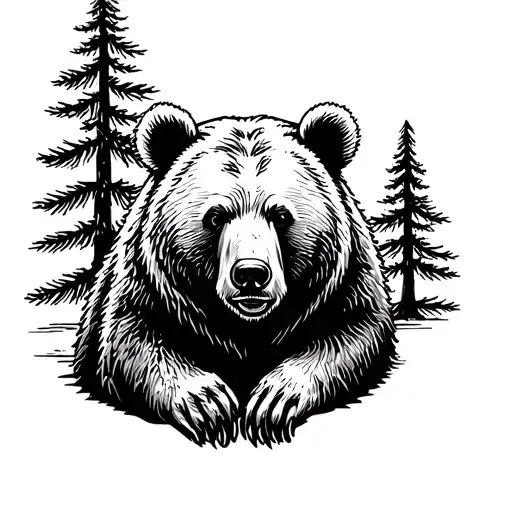 Bear With Pine Trees
