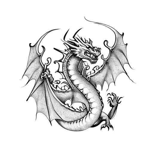 A Majestic Dragon Breathing Fire