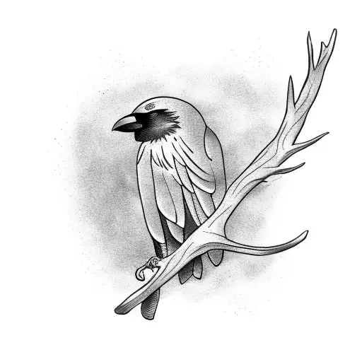 Crow Sitting On Tree Stick