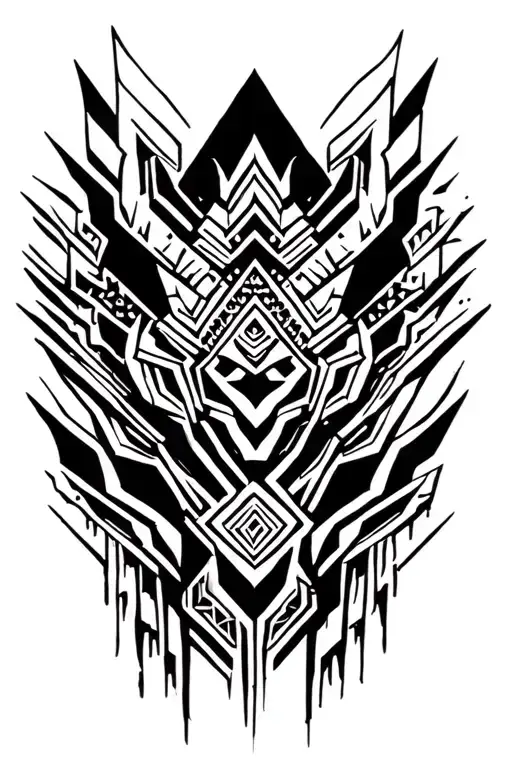 Futuristic Aztec Pattern Forming The Shape