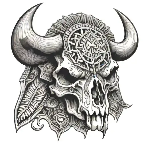 Aztec Indian Cow Skull With Richardson Engraved On The Skull And Gonzales On The Aztec Part