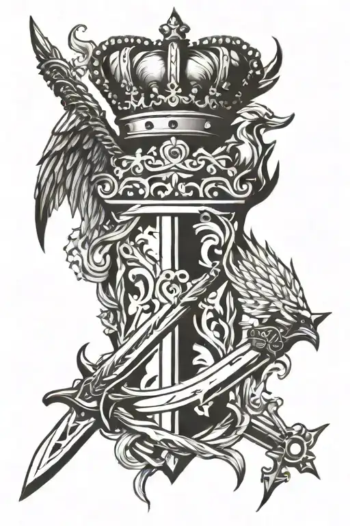 Sword And Crown With Wings