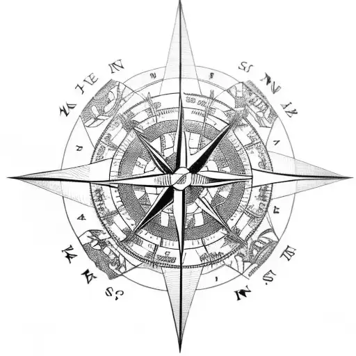 A Compass Surrounded By Intricate Map Lines And Symbols