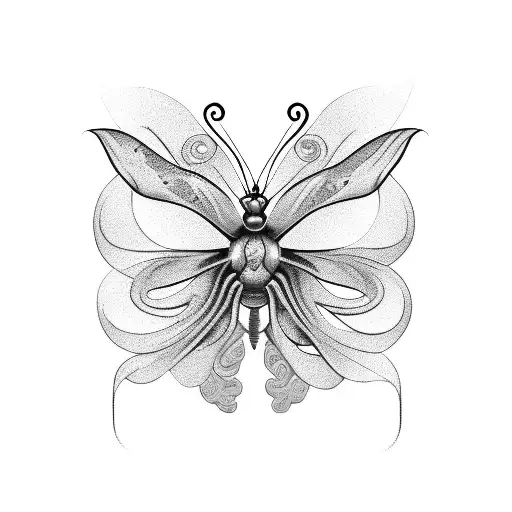 A Butterfly Made Up Of Intricate Mechanical Parts With A Snake Curled Around It