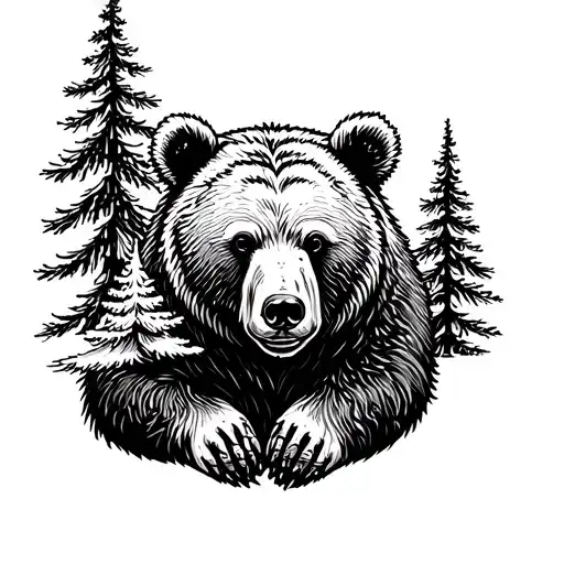 Bear With Pine Trees
