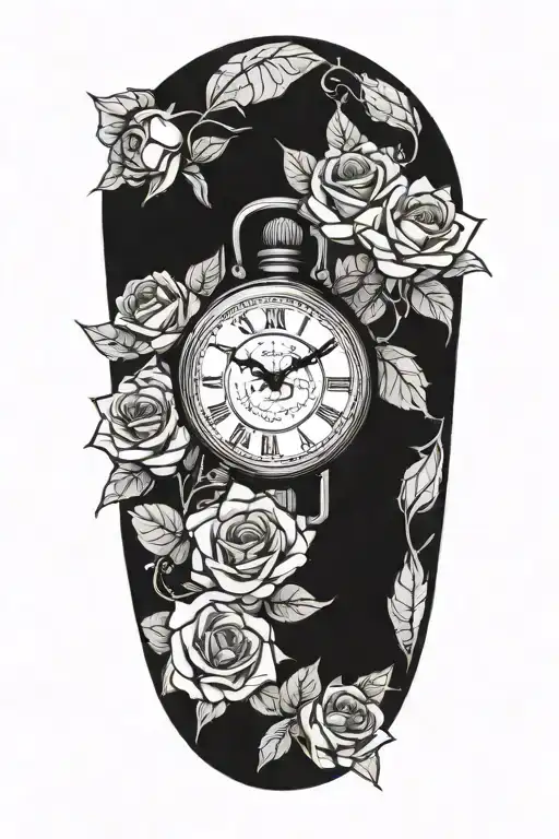 Time Watch Surrounded By Roses