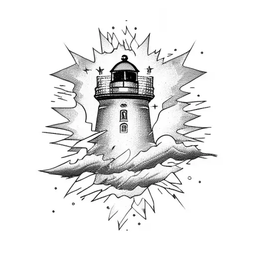 Lighthouse With Lightning