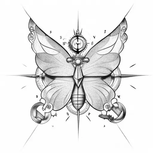 Butterfly With Compass