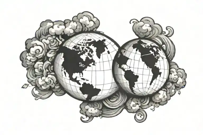 Globe With Clouds Surrounding
