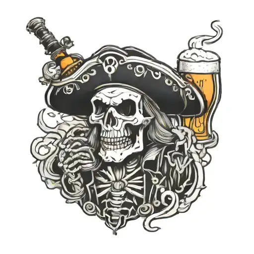 Leprechaun Pirate Skeleton Drinking Guiness