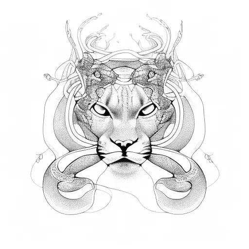 Puma Tangled By Snake