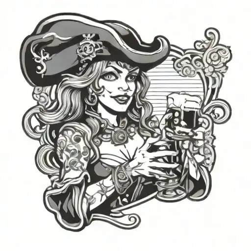 Leprechaun Pirate Lady Drinking Guiness