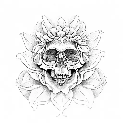 Chrysanthemum Flower With Skull