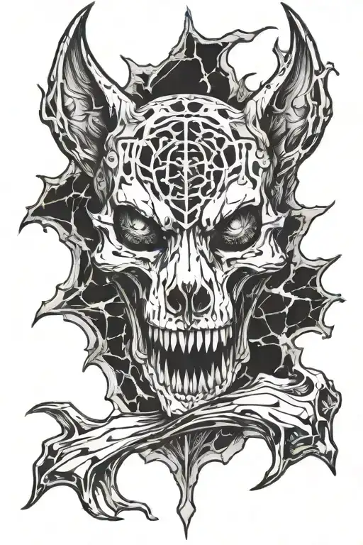 Wolf Skull Symmetrically Open Around A Single Ice Crystal With Fangs Clamping Down On The Crystal