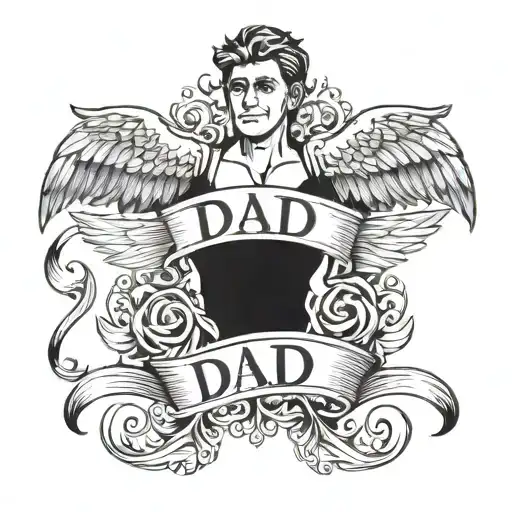 Dad With Wings Around Name Written