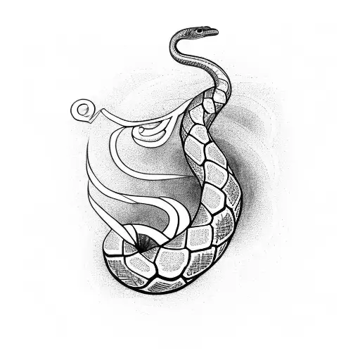 A Geometric Snake Winding Through A Field Of Flowers