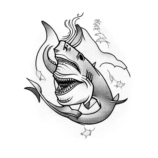 Shark In Water With Mermaid