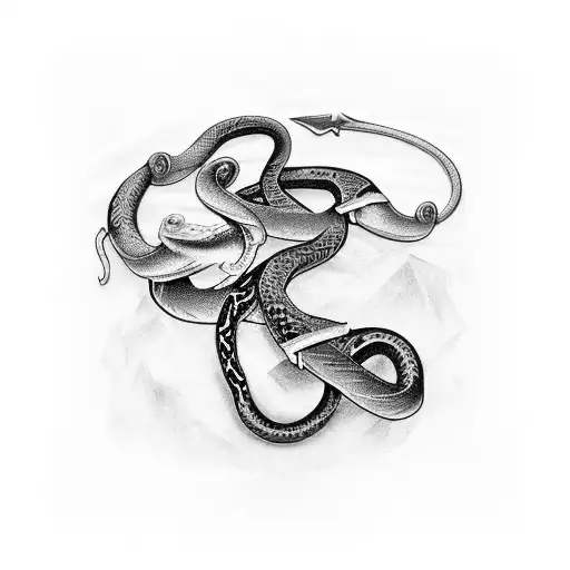 2 Snakes Wrapped Around A Sword