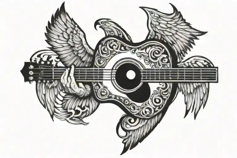 Flying Eye Holding Guitar