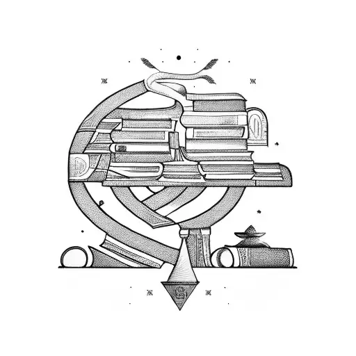 Ancient Egyptian Hieroglyphics Intertwined With Books