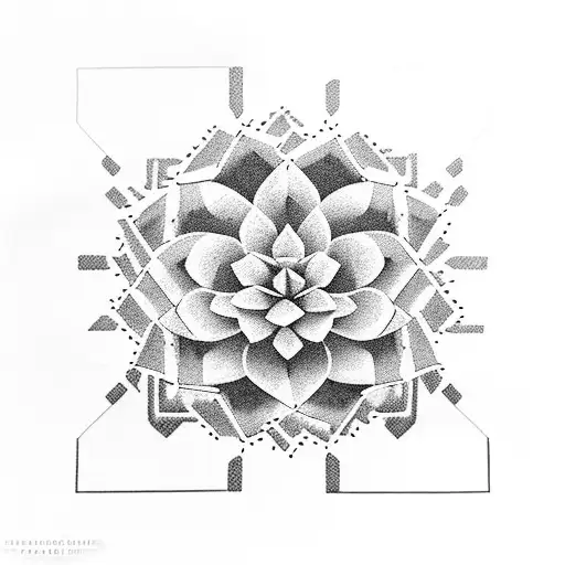 A Blackwork Cactus Garden With Various Types Of Cacti And Succulents Arranged In A Geometric Pattern