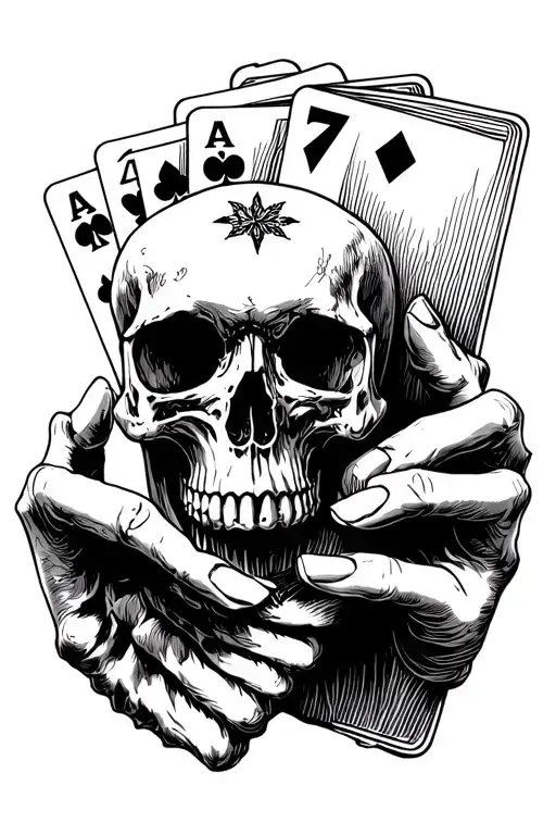 A Skull Holding 7 Cards