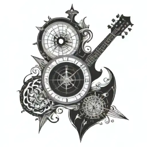 Ying Yang Sailor's Compass Elektor Guitar