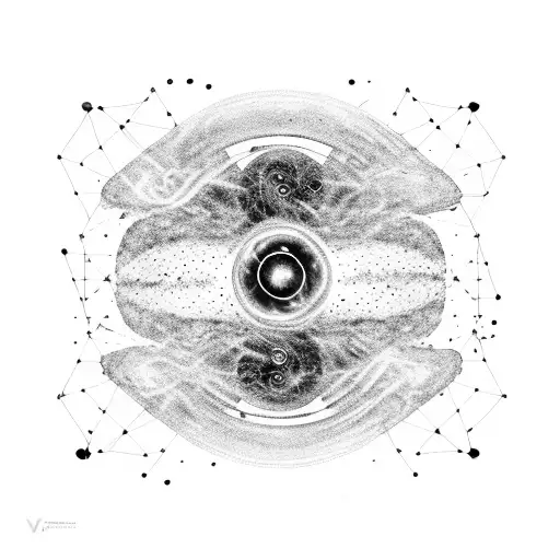 A Constellation Of Wormholes Connecting Different Galaxies With A Spaceship Navigating Through Them