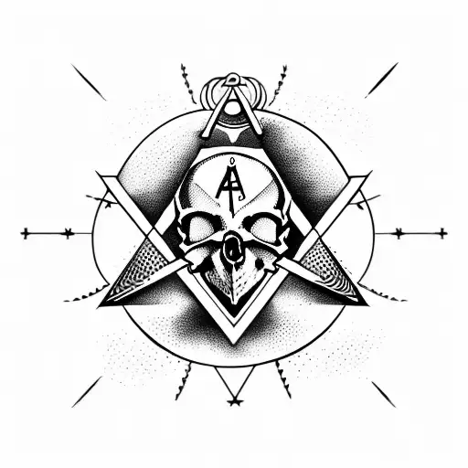 Masonic Skull With Alchemical Symbols