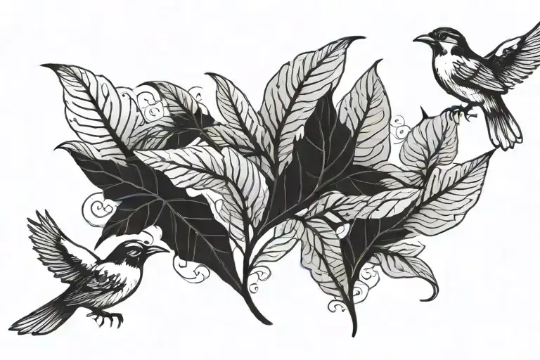 Roman Leaf And Two Birds