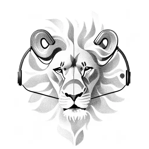 A Lion Wearing Headphones
