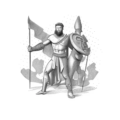 Gladiator Person And Roman Statue Person Interlocked