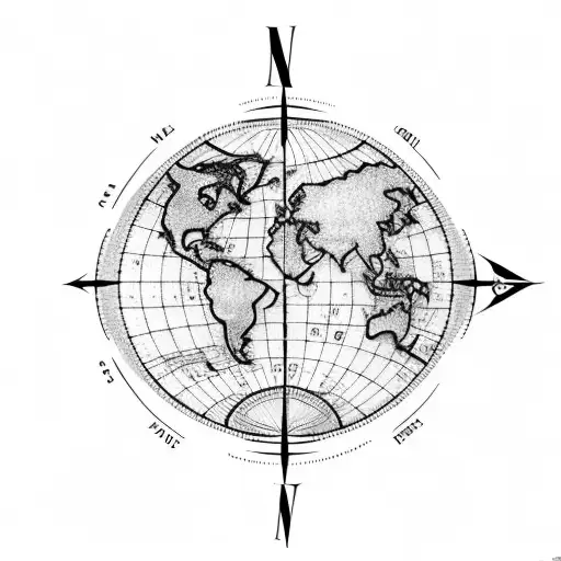 A Compass With A World Map In The Background