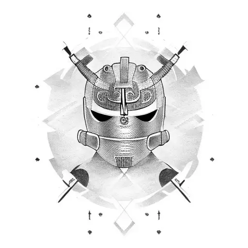 Half Kendo Mask And Hald Samurai Mask