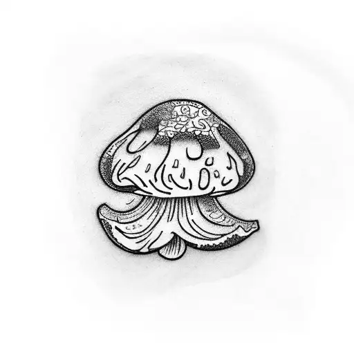 A Unique Blackwork Tattoo Showcasing A Collection Of Different Mushroom Species