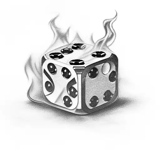 A Dice Rolling On A Poker Table With Smoke Rising From It