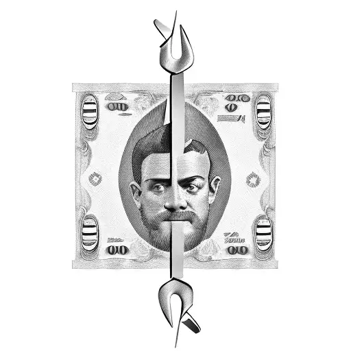 Stack Of Money With Barber Scissors Cutting Through It