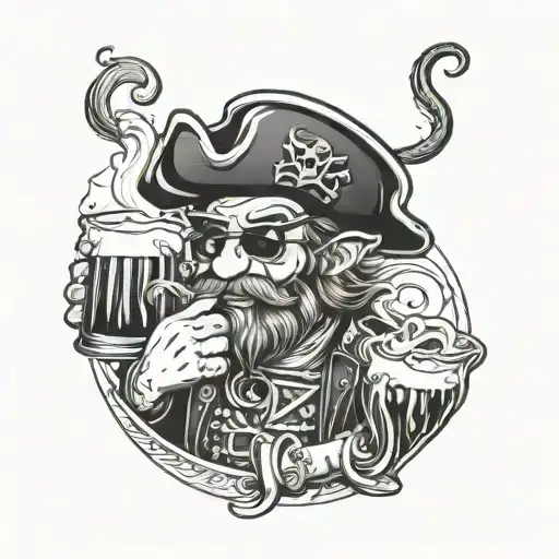 Leprechaun Pirate Drinking Guiness