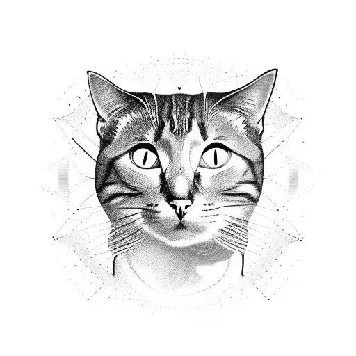 A Psychology Symbol Merged With A Cat Silhouette