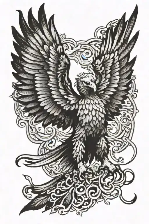 Eagle With Open Wings Flying