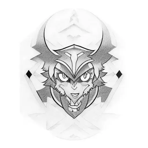 Design A Blackwork Tattoo That Combines Elements From Various Anime Shows And Gaming Consoles