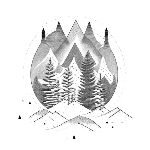 A Majestic Mountain Range With A Hidden Forest Nestled In The Valleys