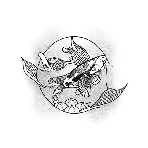 Koi Fish With Lotuses