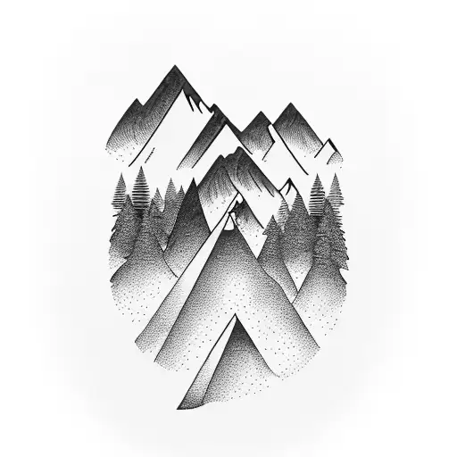 A Majestic Mountain Range Surrounded By Lush Forests And A Winding Road