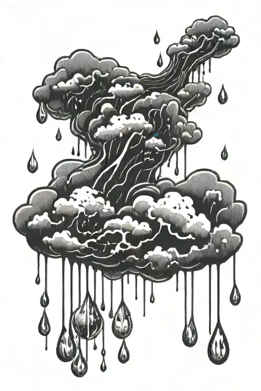 Rain Drops Thunder One Cloud Very Dark