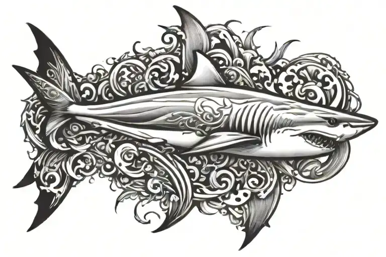 Shark Cover Up Tattoo Design