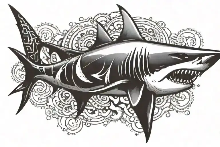 All Black Shark Tattoo For Cover Up Word
