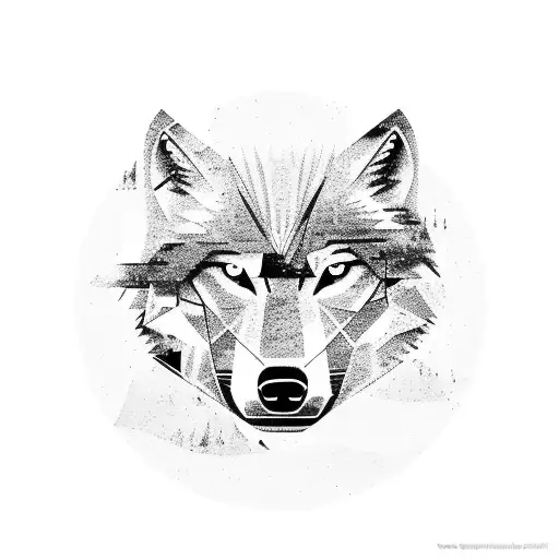 A Wolf Silhouette Against A Backdrop Of Frosty Mountains